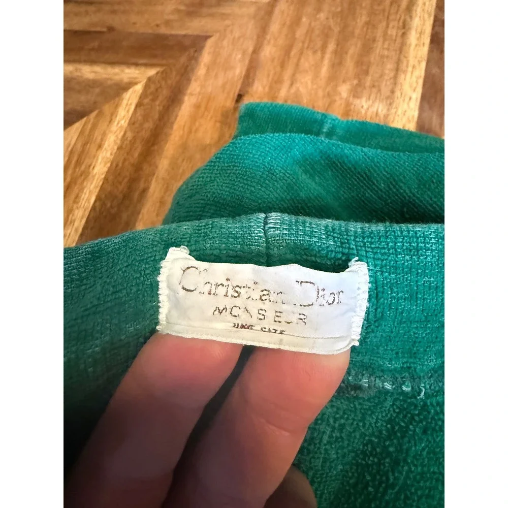 Christian Dior Monsieur Robe Mens One Size Green Good Terry Cloth Vintage CD